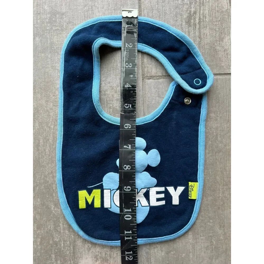 DISNEY Mickey Mouse Baby Boy Cotton Fabric Drool Cloth Teething Bib 6-9m Blue